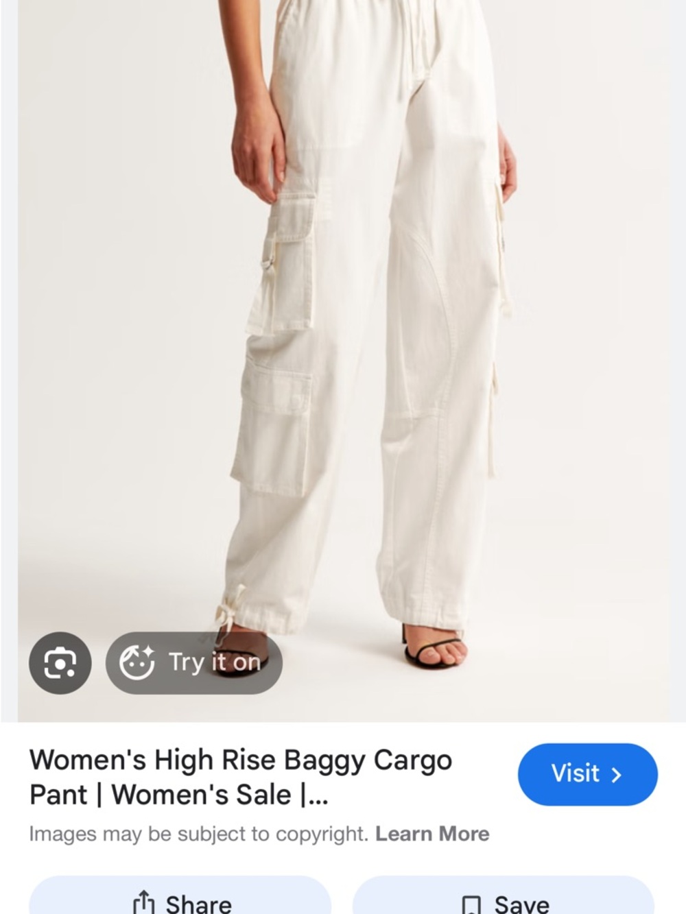 Abercrombie & Fitch Cream High Rise Baggy Cargo Pant